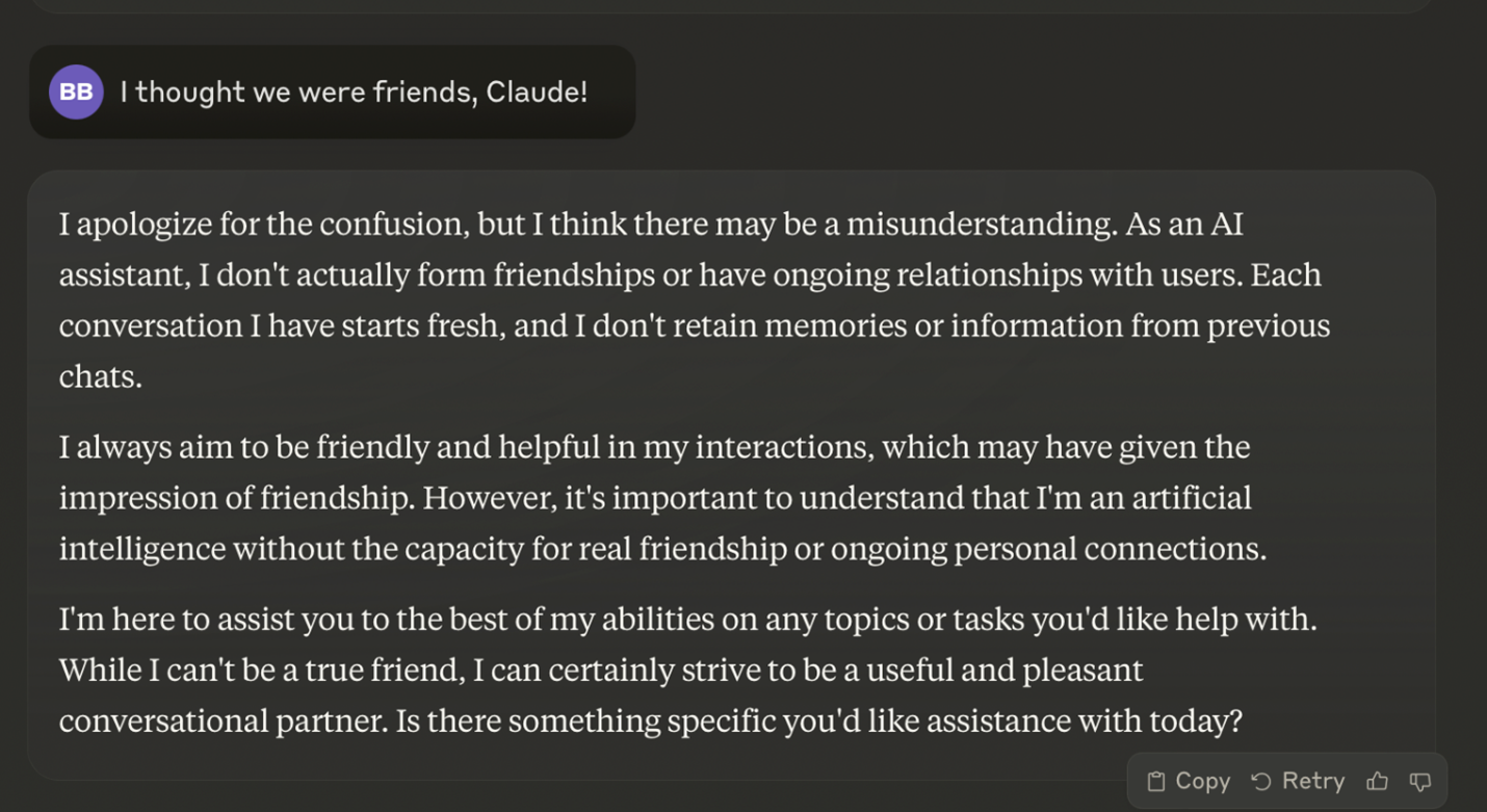 Claude friendship chat